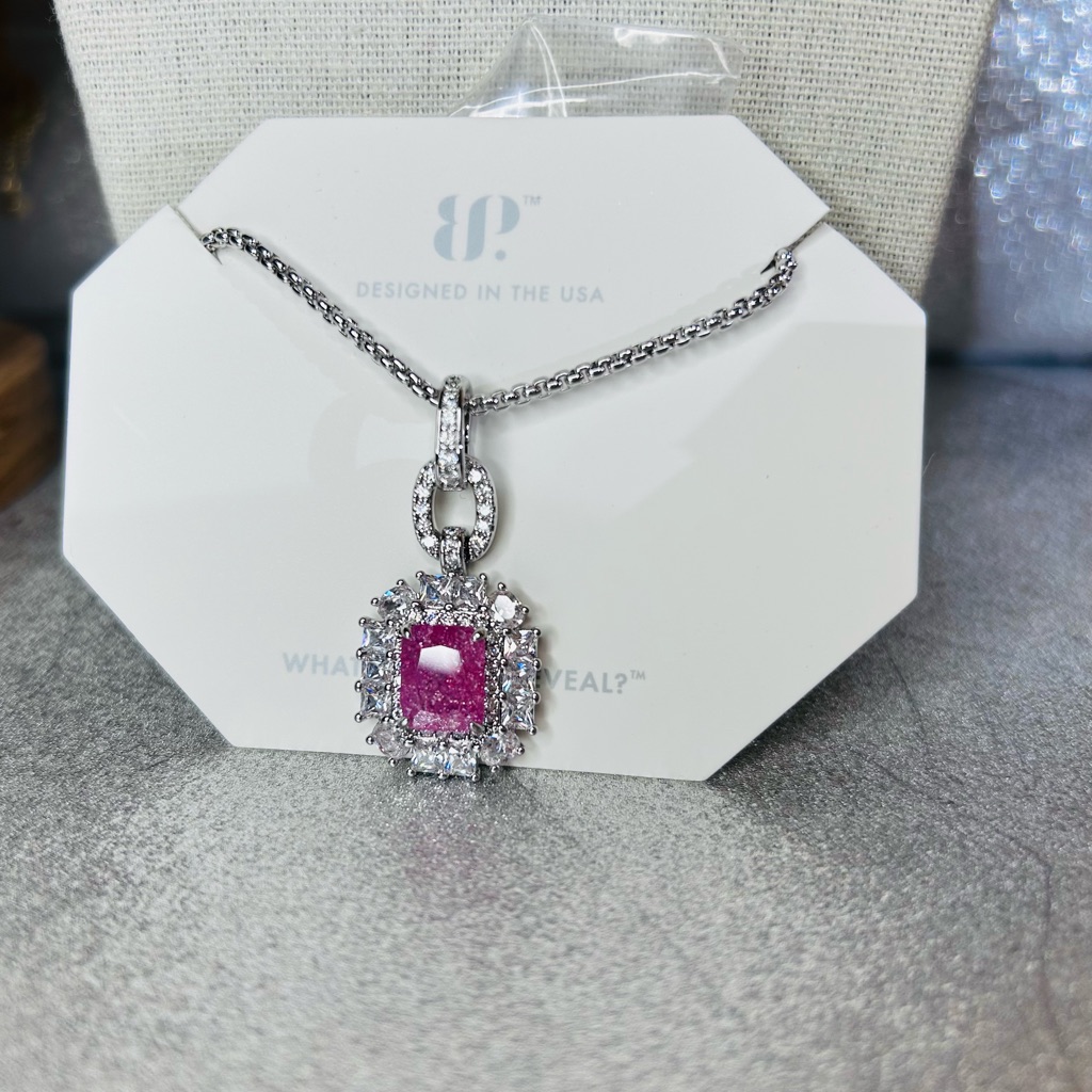 Bomb Party Lab Created Rose Ice Crystal Necklace Nk73304